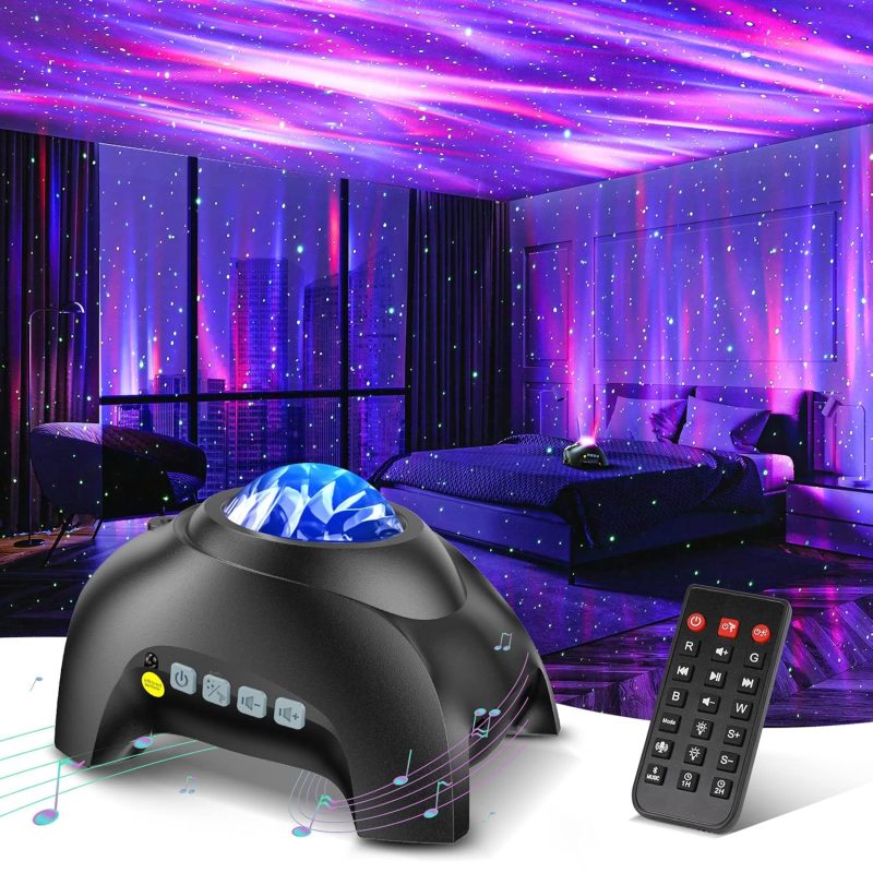 Aurora Star Projector for Bedroom, LED Nebula Night Light with 33 Effects, Remote Control, White Noise, Bluetooth Speaker