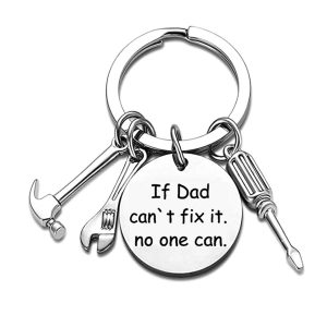 Dad Keychain from Kids, Papa Birthday Gifts, Father's Day Keyring, Stainless Steel Key Holder for Men, Christmas Gift from Daughter Son