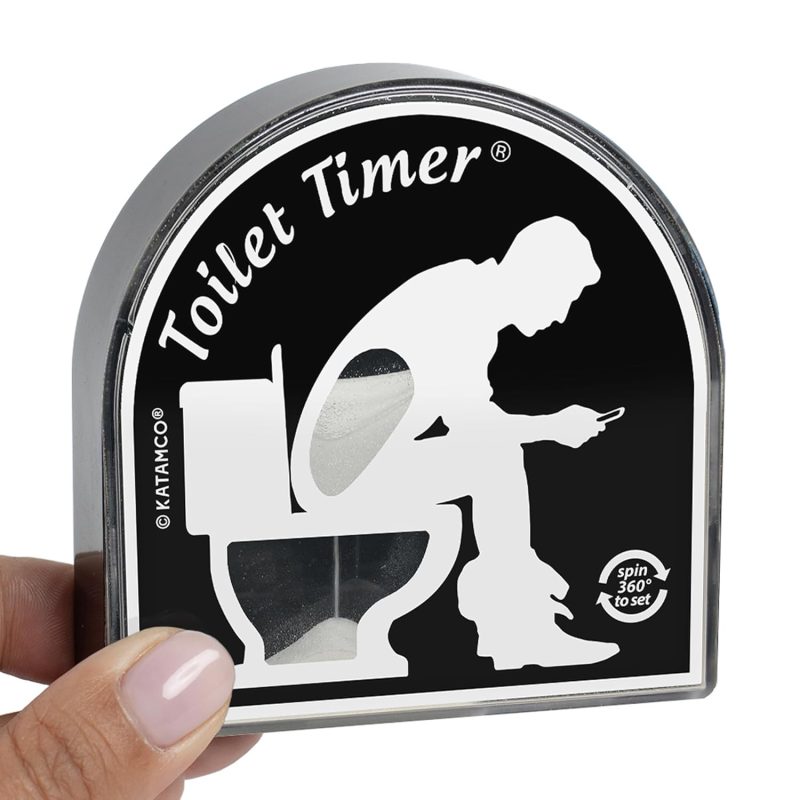 English: Toilet Timer for Bathroom, Novelty Gag Gift for Husband, Dad, Son - Funny White Elephant Gift Idea, Stocking Stuffer
