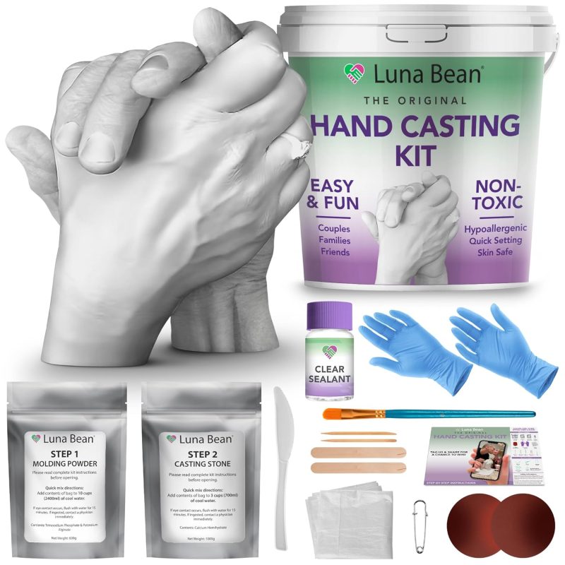 Hand Casting Kit for Couples, Adult Hand Mold Kit, DIY Plaster Statue Craft Kit for Anniversaries, Weddings, Valentine's Day