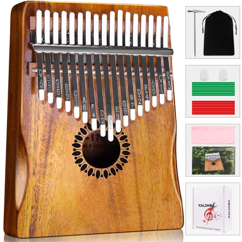 Kalimba 17-Key Thumb Piano, Portable Finger Piano Instrument for Kids and Adults, Wooden Percussion Gift