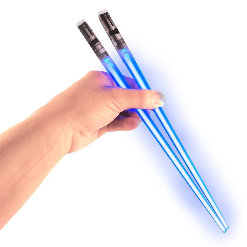 LED Light Up Chopsticks - Reusable Glowing Food Utensils - Blue Light Saber Style Dining Chopsticks Pair for Sushi & Asian Food
