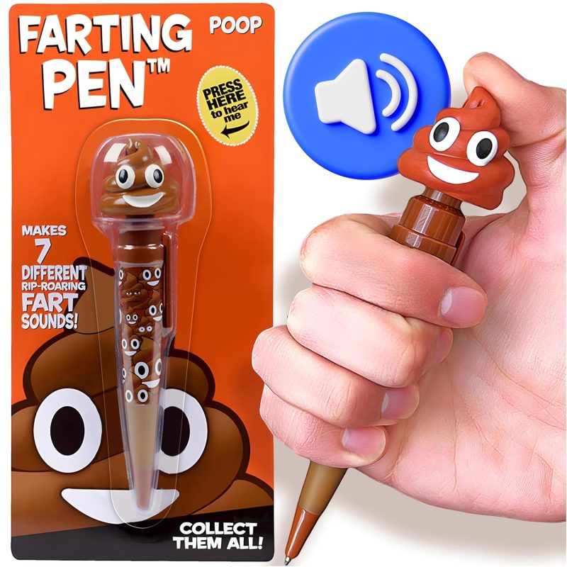 Sound Effect Poop Pen, Novelty Gag Gift for Kids, Teens, and Adults, Writing Pen and Prank Toy, Funny Stocking Stuffer